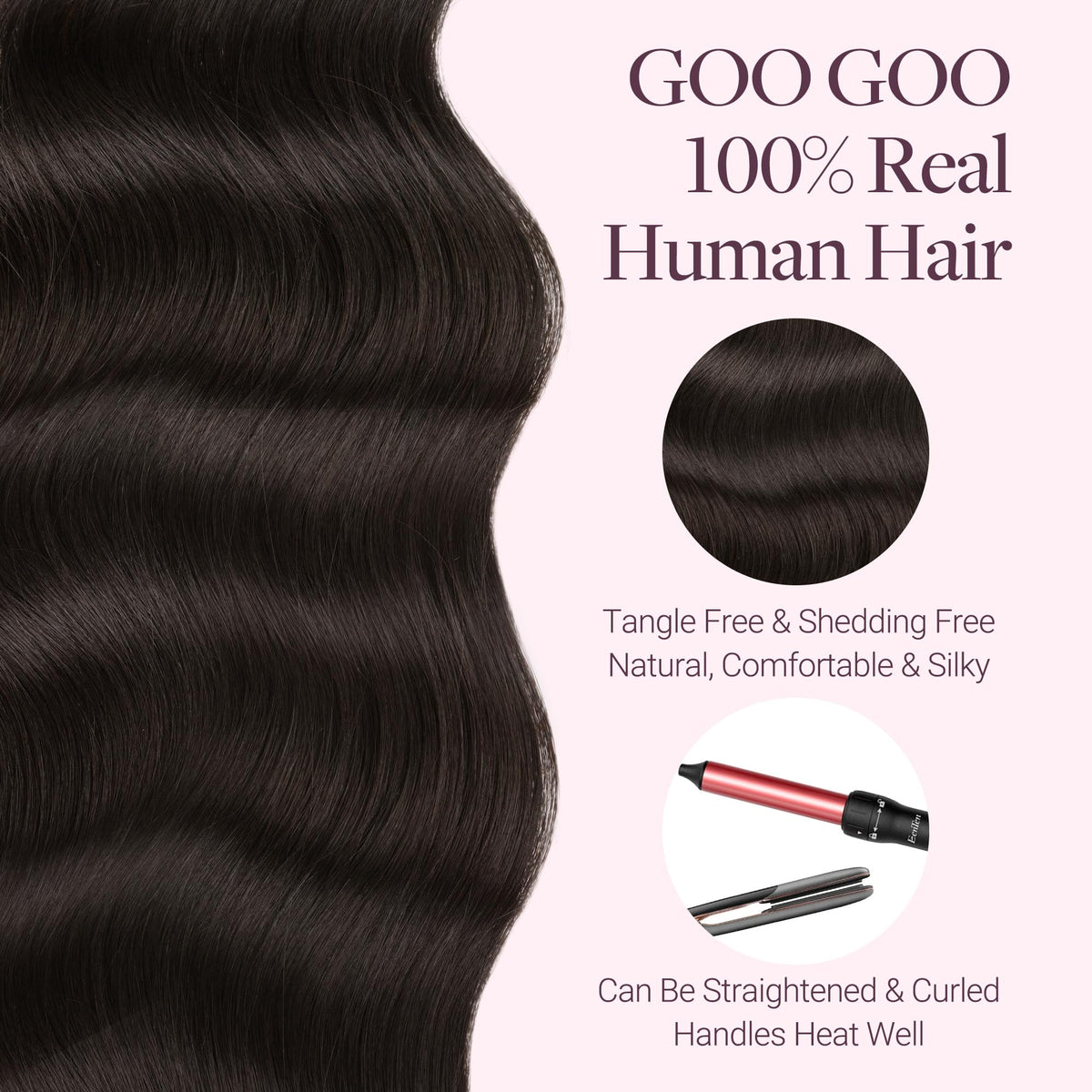 GOO GOO Micro Beaded Weft Hair Extensions styled in curls