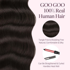 GOO GOO Micro Beaded Weft Hair Extensions styled in curls