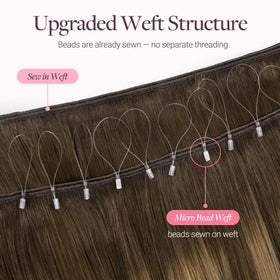 GOO GOO Micro Beaded Weft Hair Extensions styled in hair