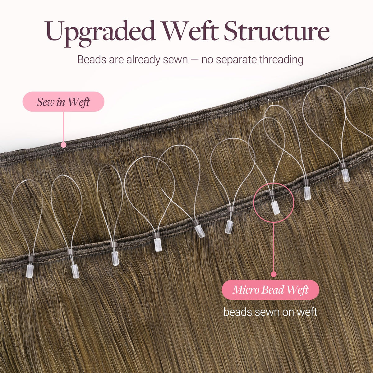 GOO GOO Micro Beaded Weft Hair Extensions styled on a model