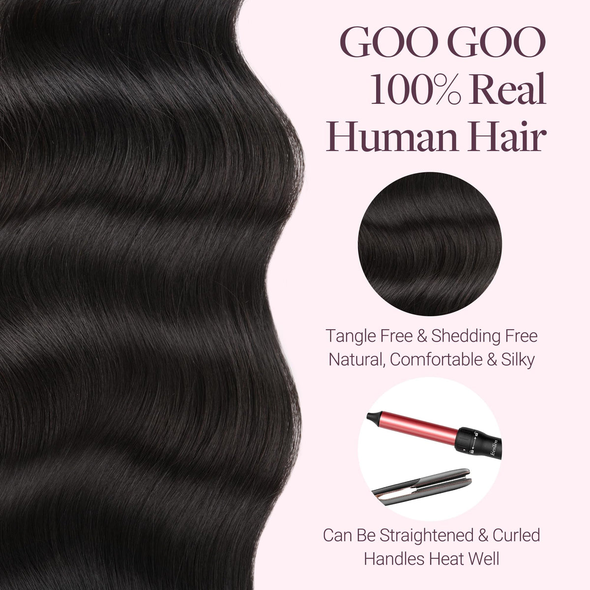 GOO GOO Micro Beaded Weft Hair Extensions styled straight
