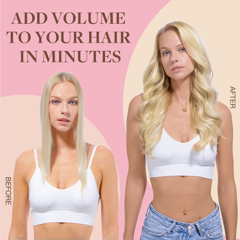 GOO GOO Remy Human Hair Clip in Extensions 22in close-up of clips