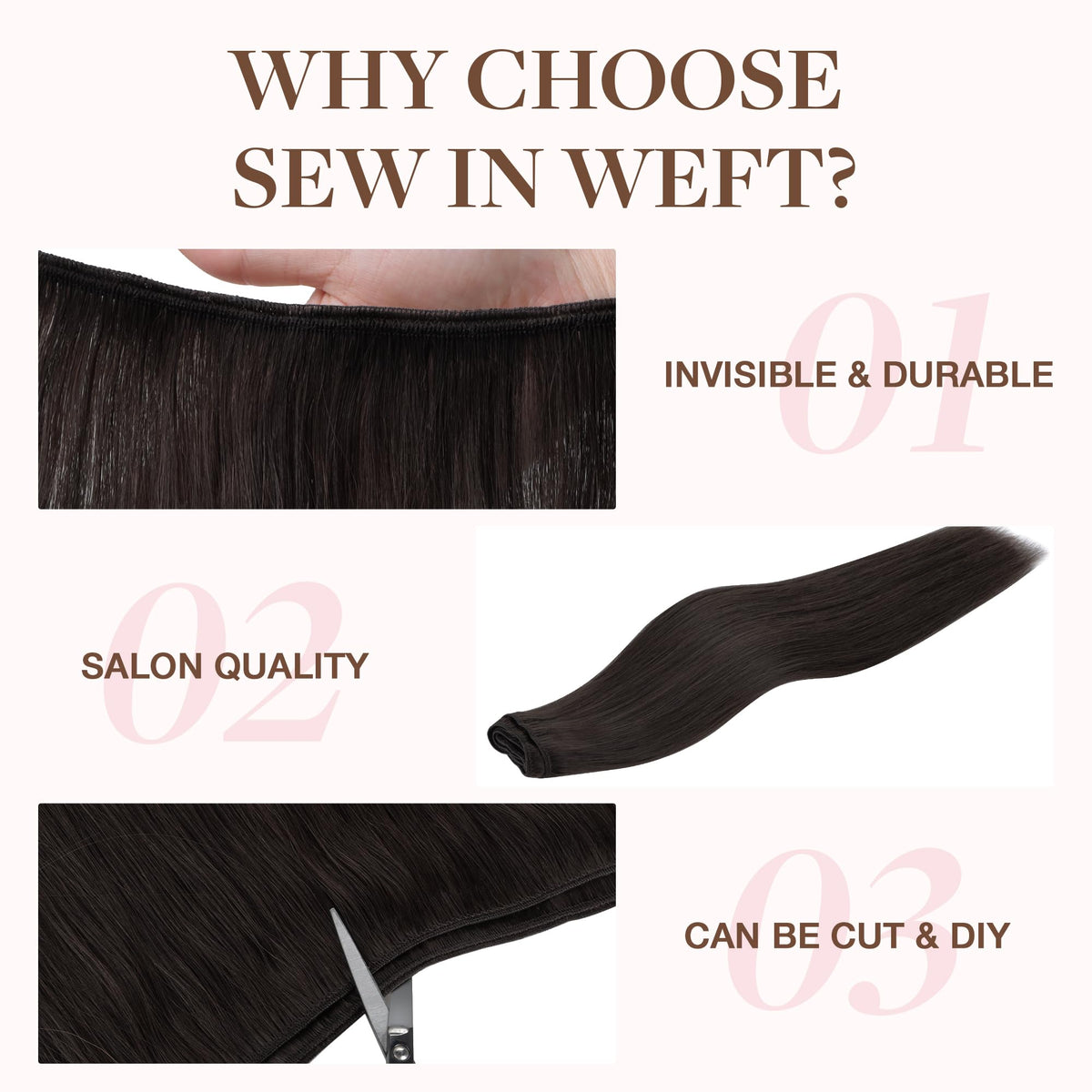 GOO GOO Sew In Hair Extensions 20In 100g close-up of weft