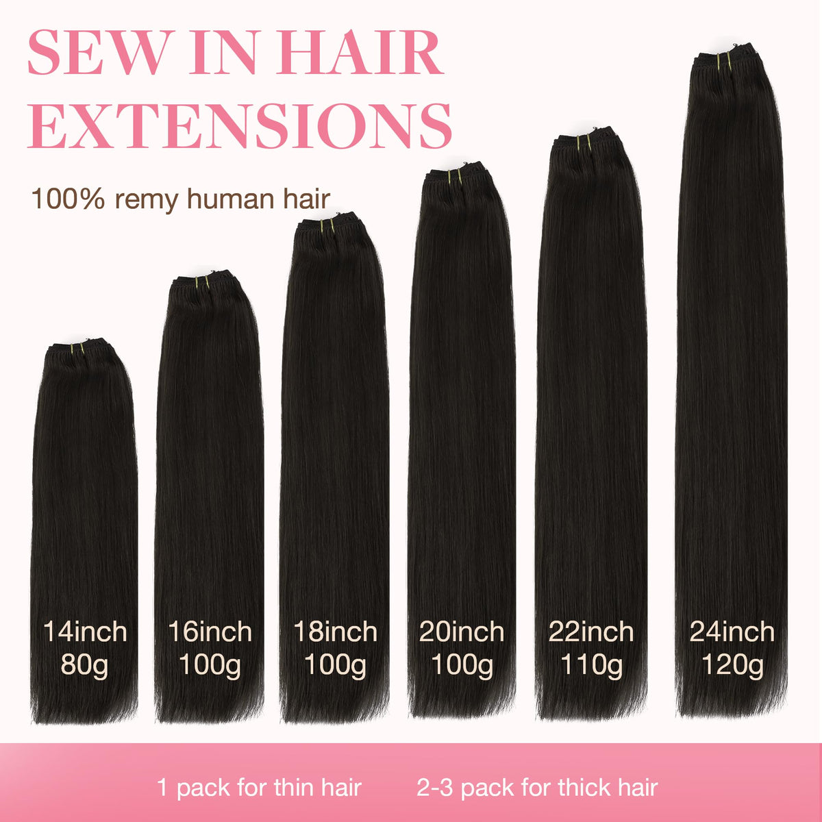 GOO GOO Sew In Hair Extensions 20In 100g colour options
