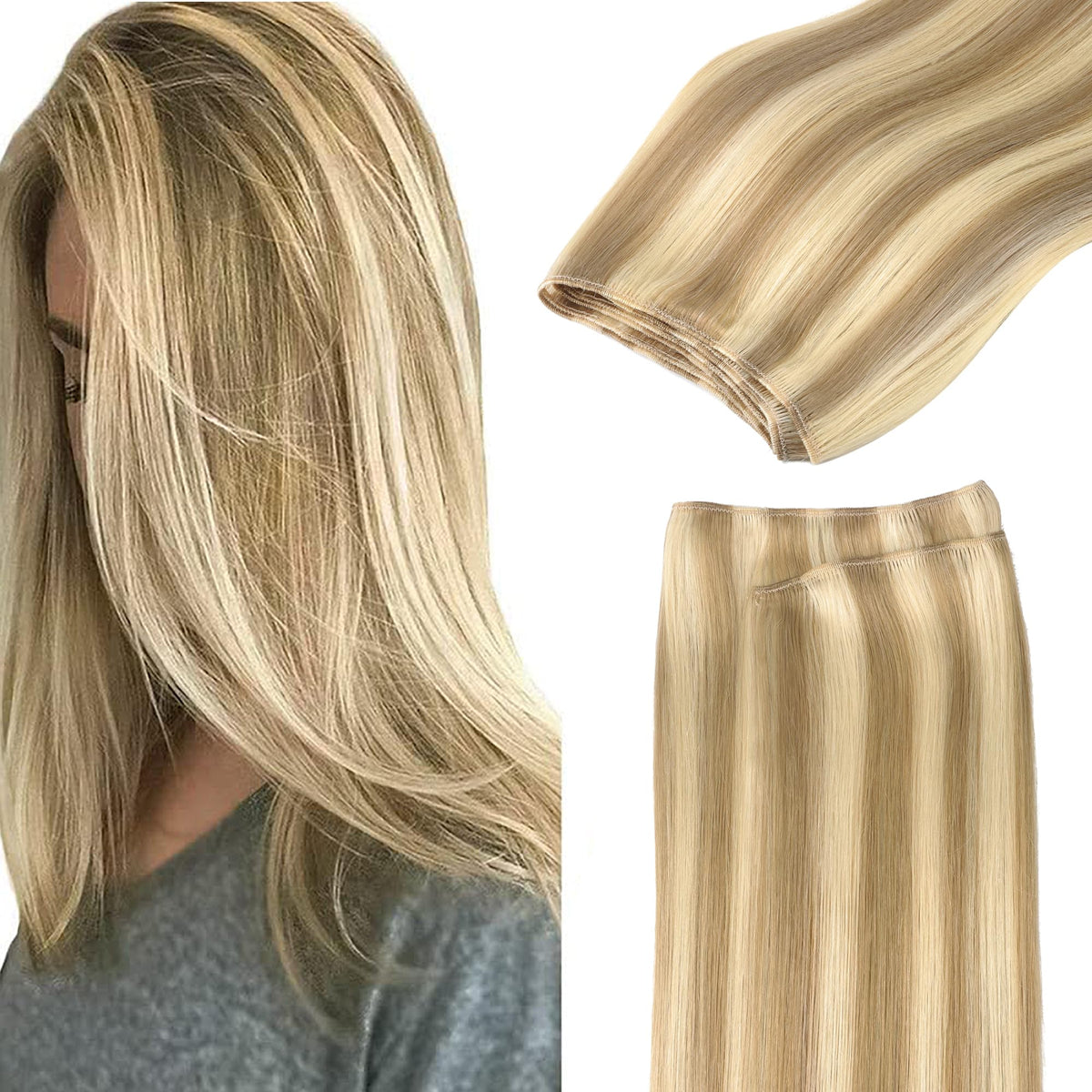 GOO GOO Sew in Hair Extensions 20inch Light Blonde front view