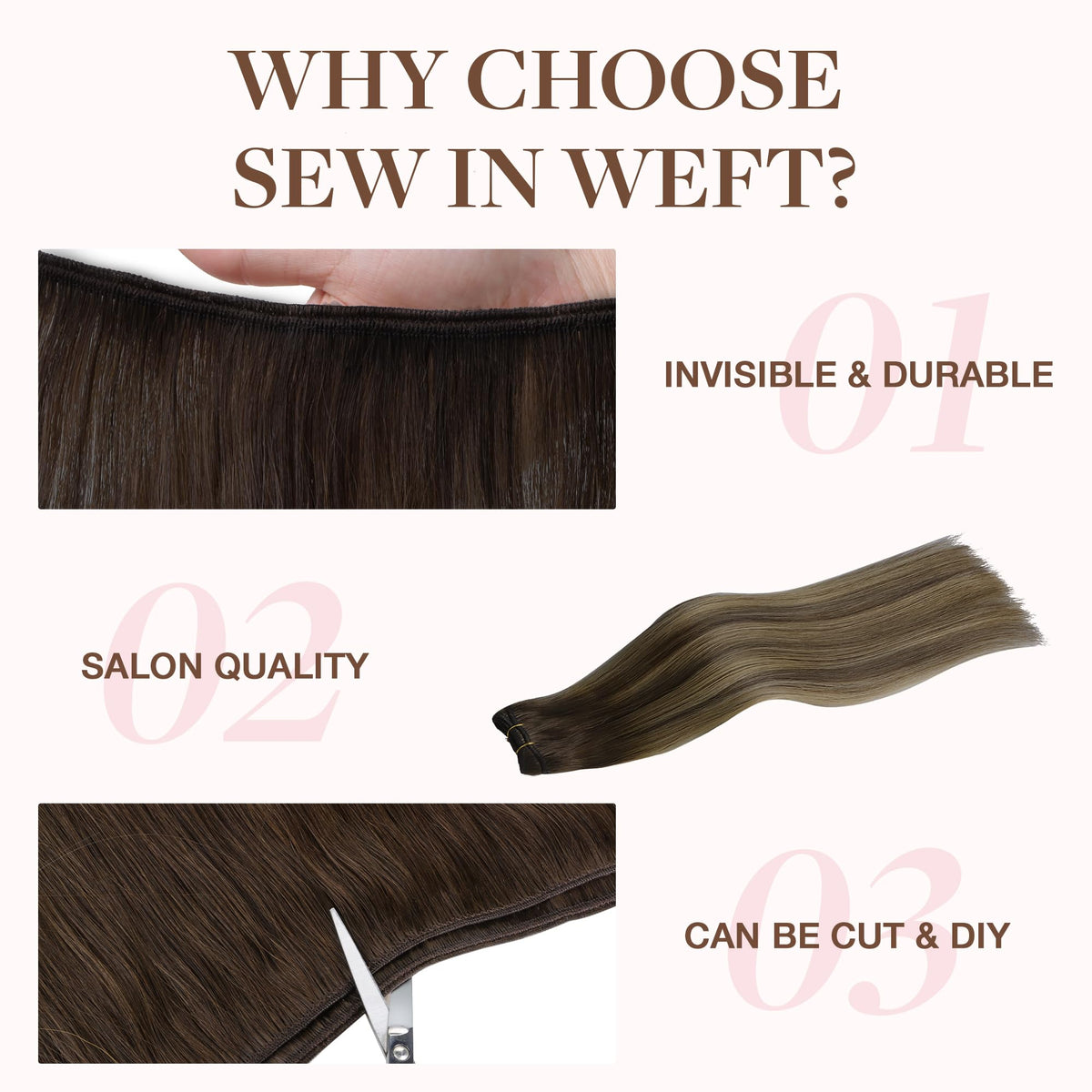GOO GOO Sew In Hair Extensions close-up of weft