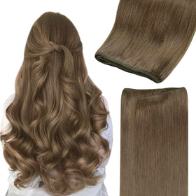 GOO GOO Sew in Hair Extensions Light Ash Brown front view