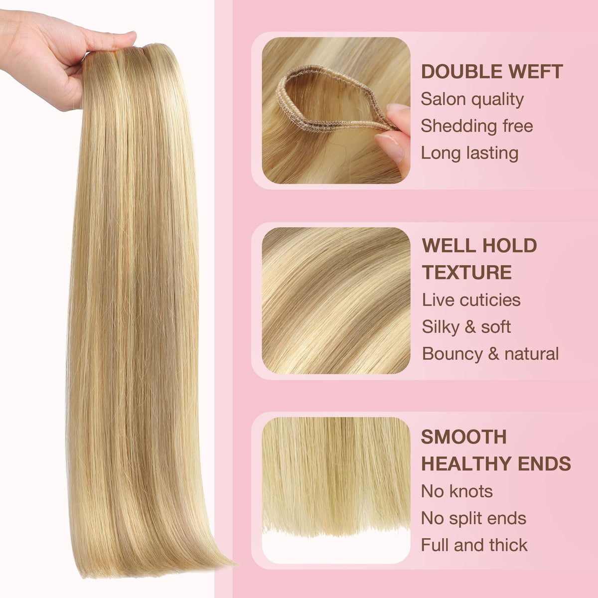 GOO GOO Sew in Hair Extensions Light Blonde highlights