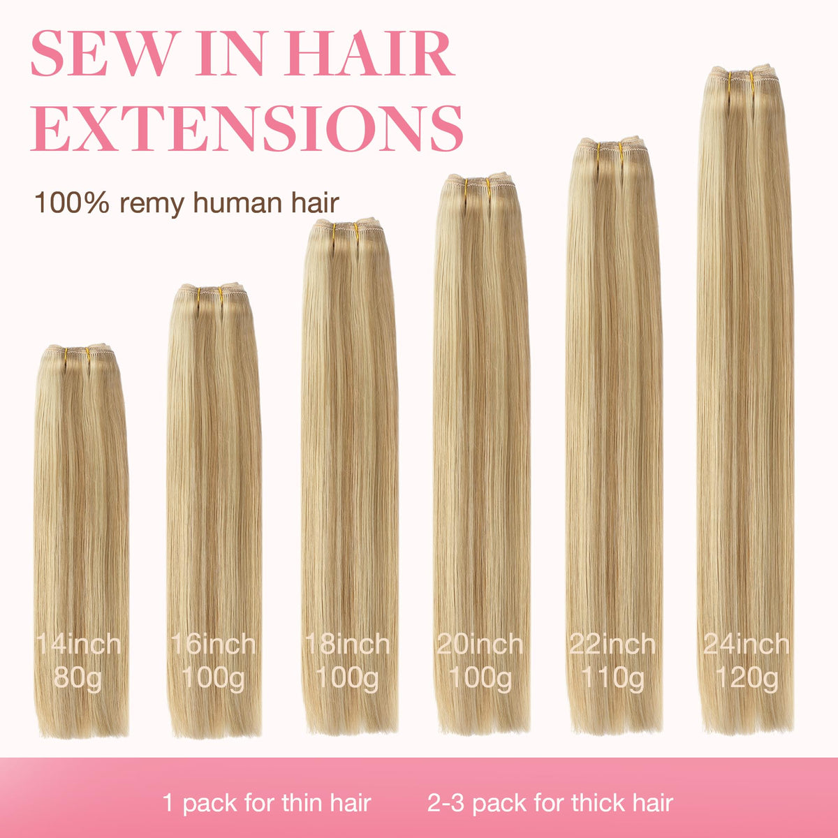 GOO GOO Sew in Hair Extensions showing length and texture