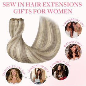 GOO GOO Sew In Hair Extensions styled with curls