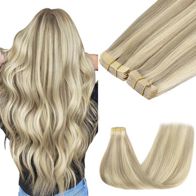 GOO GOO Tape in Hair Extensions 10 Inch Ash Blonde front view