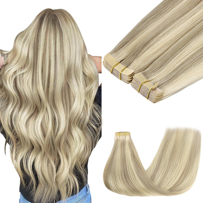 GOO GOO Tape in Hair Extensions 10 Inch Ash Blonde front view