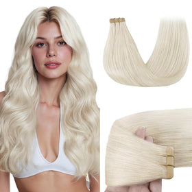 GOO GOO Tape in Hair Extensions 1000 Pure Platinum Blonde front view