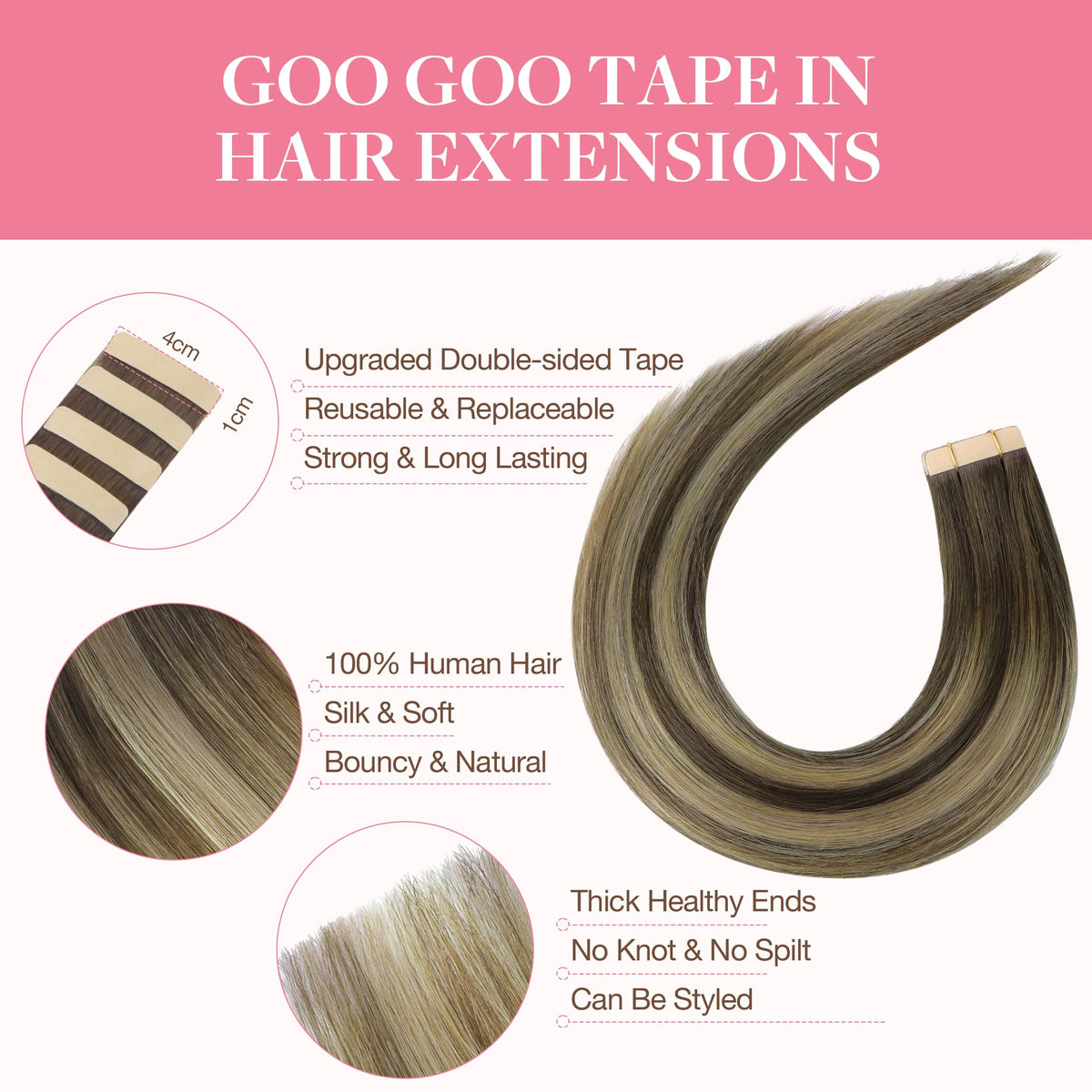 GOO GOO Tape in Hair Extensions 10inch packaging