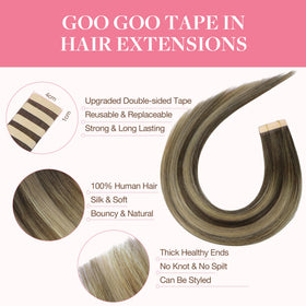 GOO GOO Tape in Hair Extensions 10inch packaging