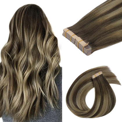 GOO GOO Tape in Hair Extensions 12inch 4/26/4 Balayage front view