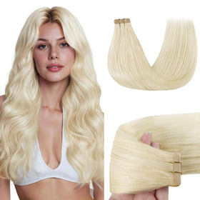 GOO GOO Tape in Hair Extensions 12inch Platinum Blonde front view