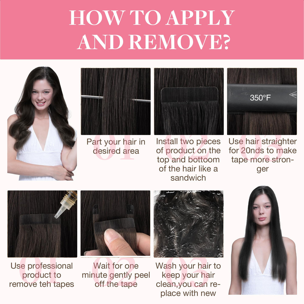 GOO GOO Tape in Hair Extensions 14inch dark brown lifestyle use