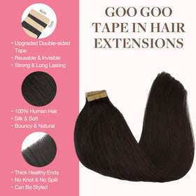 GOO GOO Tape in Hair Extensions 14inch dark brown packaging
