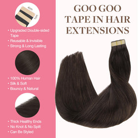 GOO GOO Tape in Hair Extensions 14inch light brown packaging