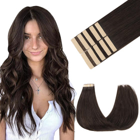 GOO GOO Tape in Hair Extensions 16inch 2A Light Brown pack front view