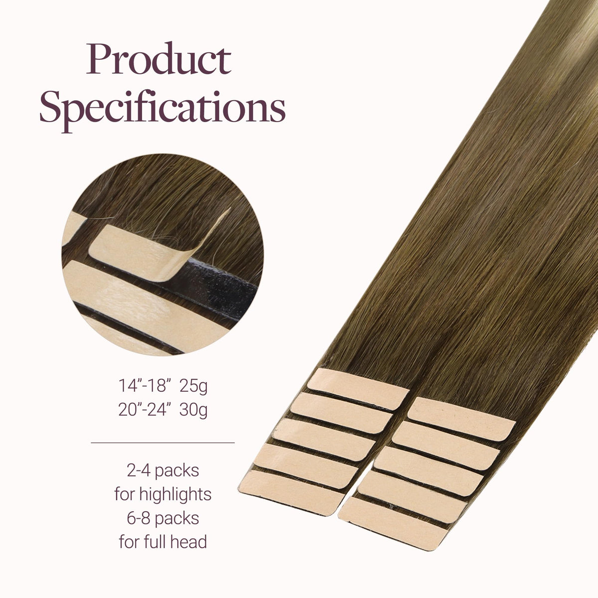 GOO GOO Tape in Hair Extensions 16inch displayed on a model