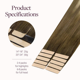 GOO GOO Tape in Hair Extensions 16inch displayed on a model