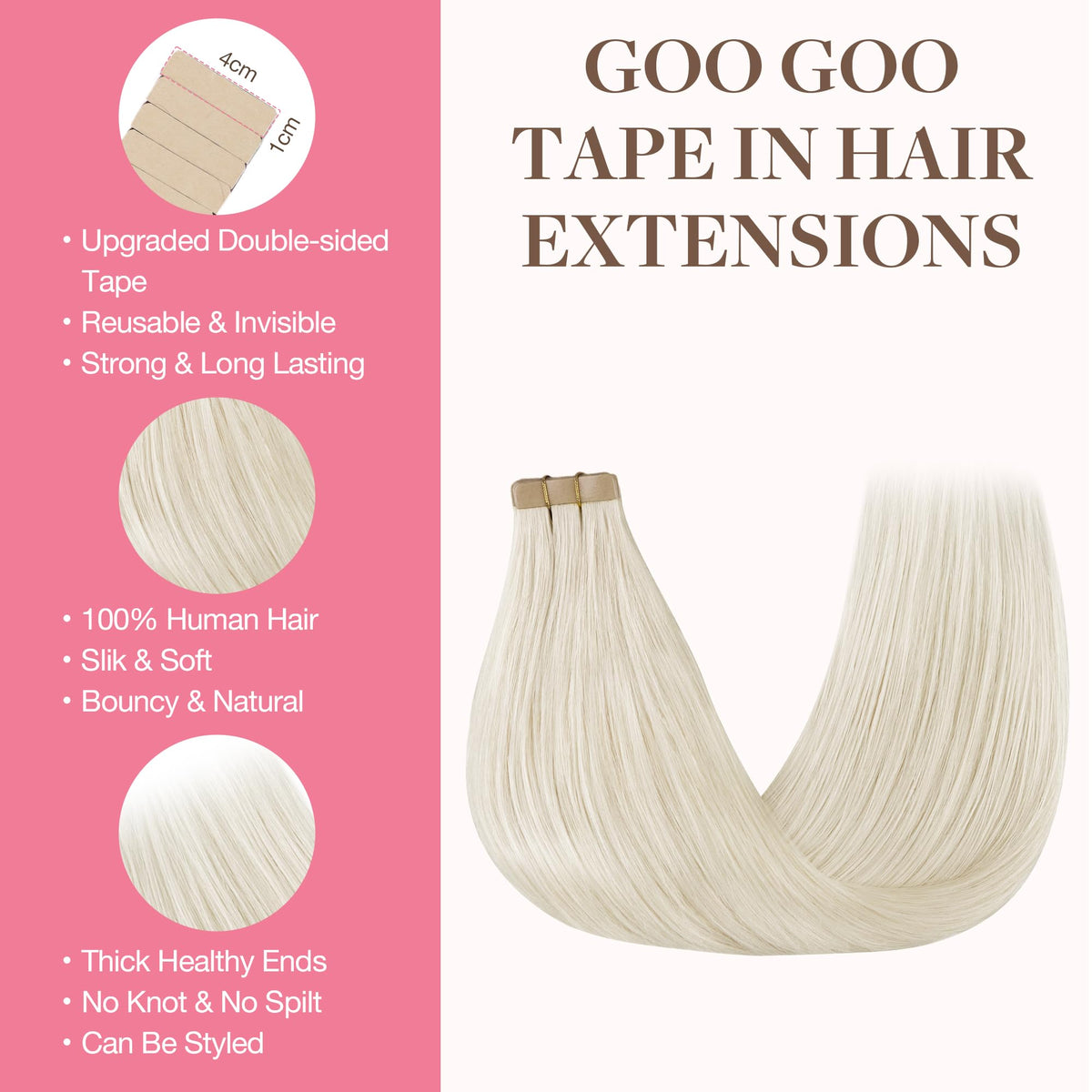 GOO GOO Tape in Hair Extensions 16inch packaging