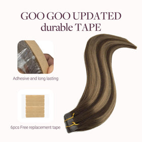 GOO GOO Tape in Hair Extensions 18 Inch Balayage 4/27/4 back view
