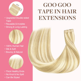 GOO GOO Tape in Hair Extensions 18 inch packaging