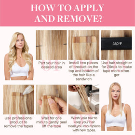 GOO GOO Tape in Hair Extensions 18AT60A in use on model