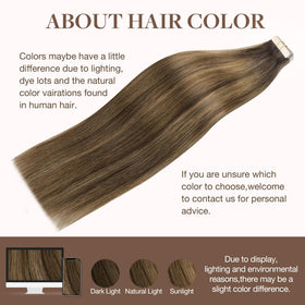 GOO GOO Tape in Hair Extensions 18inch Brunette Balayage side view