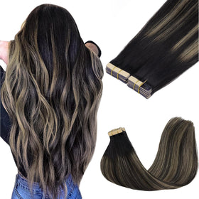 GOO GOO Tape in Hair Extensions 1B/19/1B 10inch front view