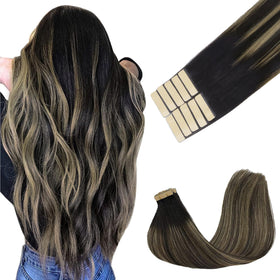 GOO GOO Tape in Hair Extensions 1B/19/1B 16inch front view