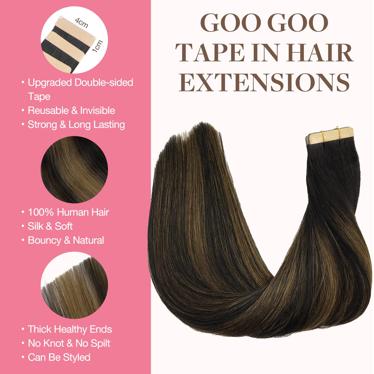 GOO GOO Tape in Hair Extensions 1B/6/1B Balayage packaging
