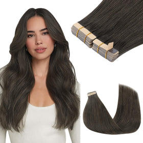 GOO GOO Tape in Hair Extensions 1C Mocha Brown 12inch front view