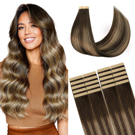 GOO GOO Tape in Hair Extensions 20 inch Balayage 4/27/4 front view