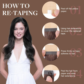 GOO GOO Tape in Hair Extensions 20 Inch Midnight Black application process