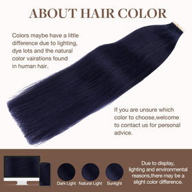GOO GOO Tape in Hair Extensions 20 Inch Midnight Black close-up of hair