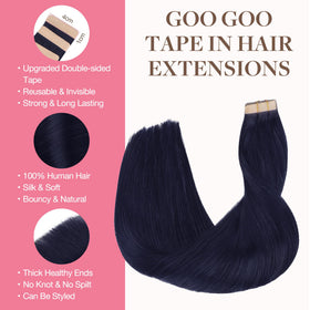 GOO GOO Tape in Hair Extensions 20 Inch Midnight Black packaging