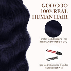 GOO GOO Tape in Hair Extensions 20 Inch Midnight Black styled hair