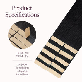 GOO GOO Tape in Hair Extensions 20 inch Natural Black application process