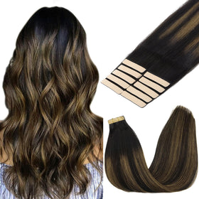 GOO GOO Tape in Hair Extensions 20inch Balayage 1B/6/1B front view