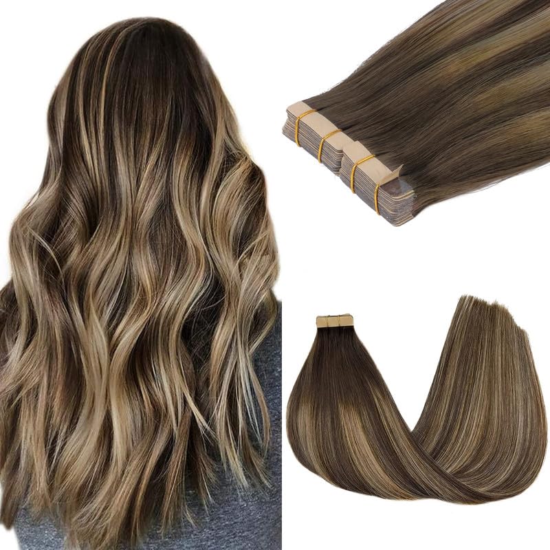 GOO GOO Tape in Hair Extensions 20inch Balayage front view
