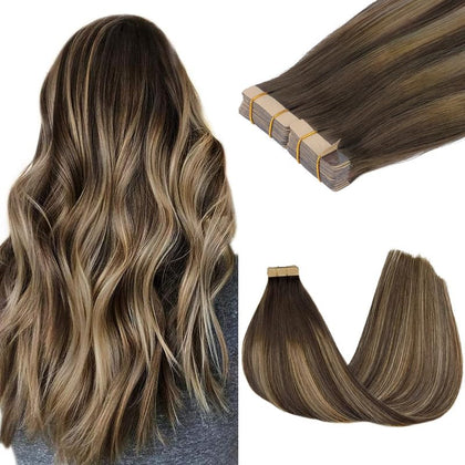 GOO GOO Tape in Hair Extensions 20inch Balayage front view