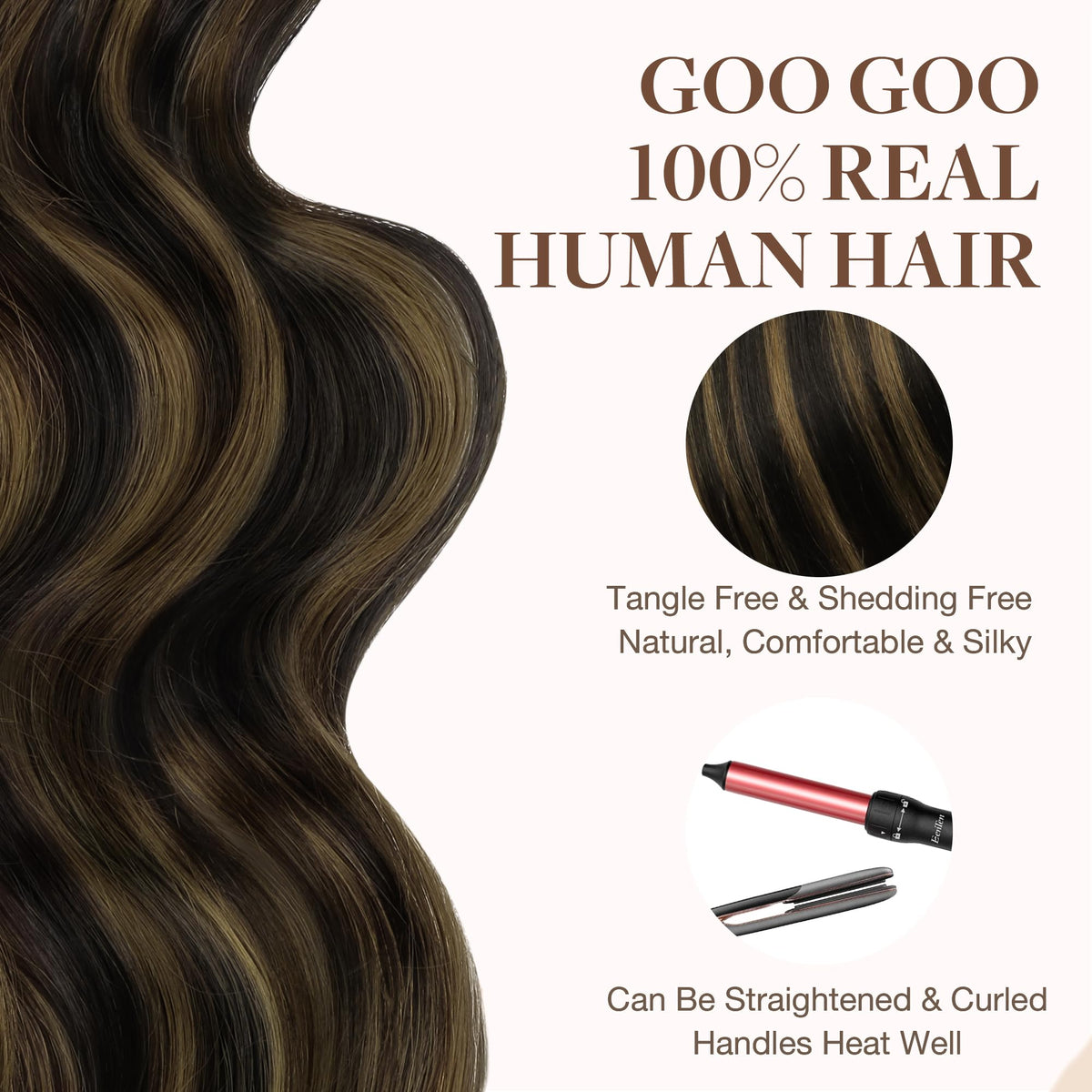 GOO GOO Tape in Hair Extensions 20inch with styling tools