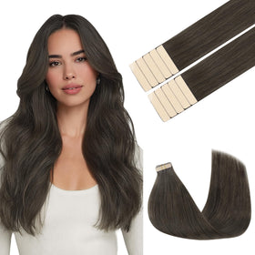GOO GOO Tape in Hair Extensions 22 inch Mocha Brown front view