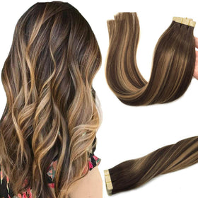 GOO GOO Tape in Hair Extensions 22inch 4/27/4 balayage front view