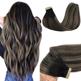 GOO GOO Tape in Hair Extensions 22inch Natural Black to Light Blonde front view