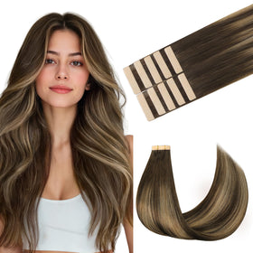 GOO GOO Tape in Hair Extensions 4/27/4 Balayage front view